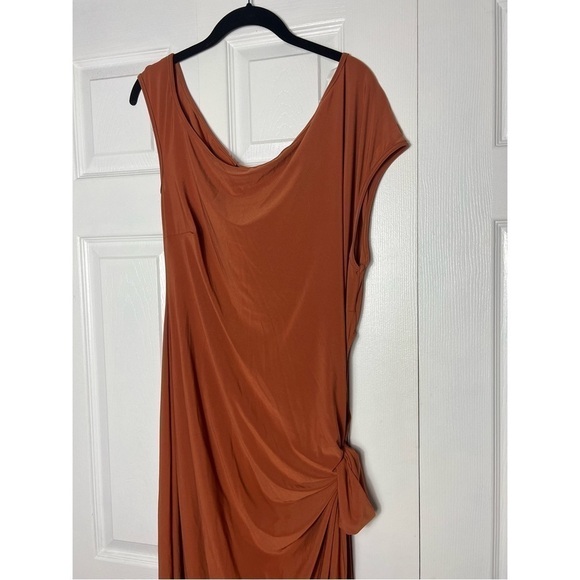 Fashion Nova Burnt Orange Camel Slinky Cutout Bodycon Maxi Dress Plus Size 2X - Picture 7 of 8